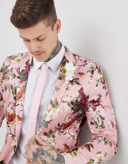 Asos pink floral clearance suit