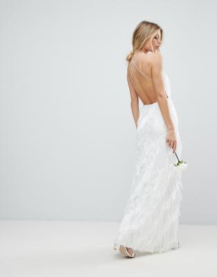 asos edition fringe maxi wedding dress