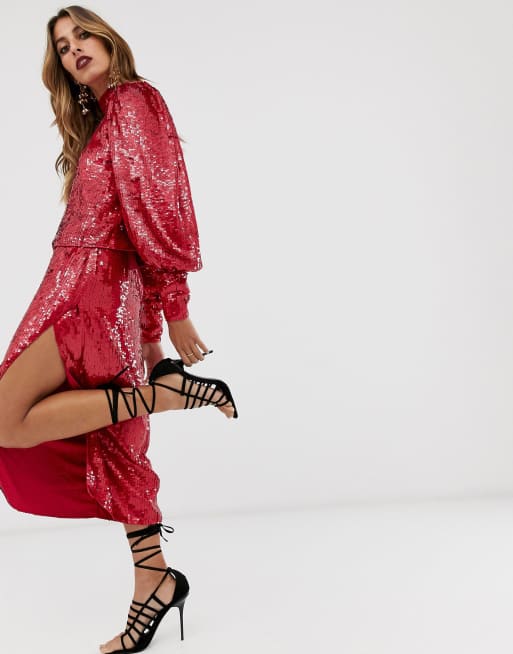 ASOS EDITION – Oberteil und Midirock mit Pailletten im Set, 3 von 3