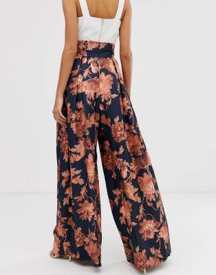 floral wide leg pants