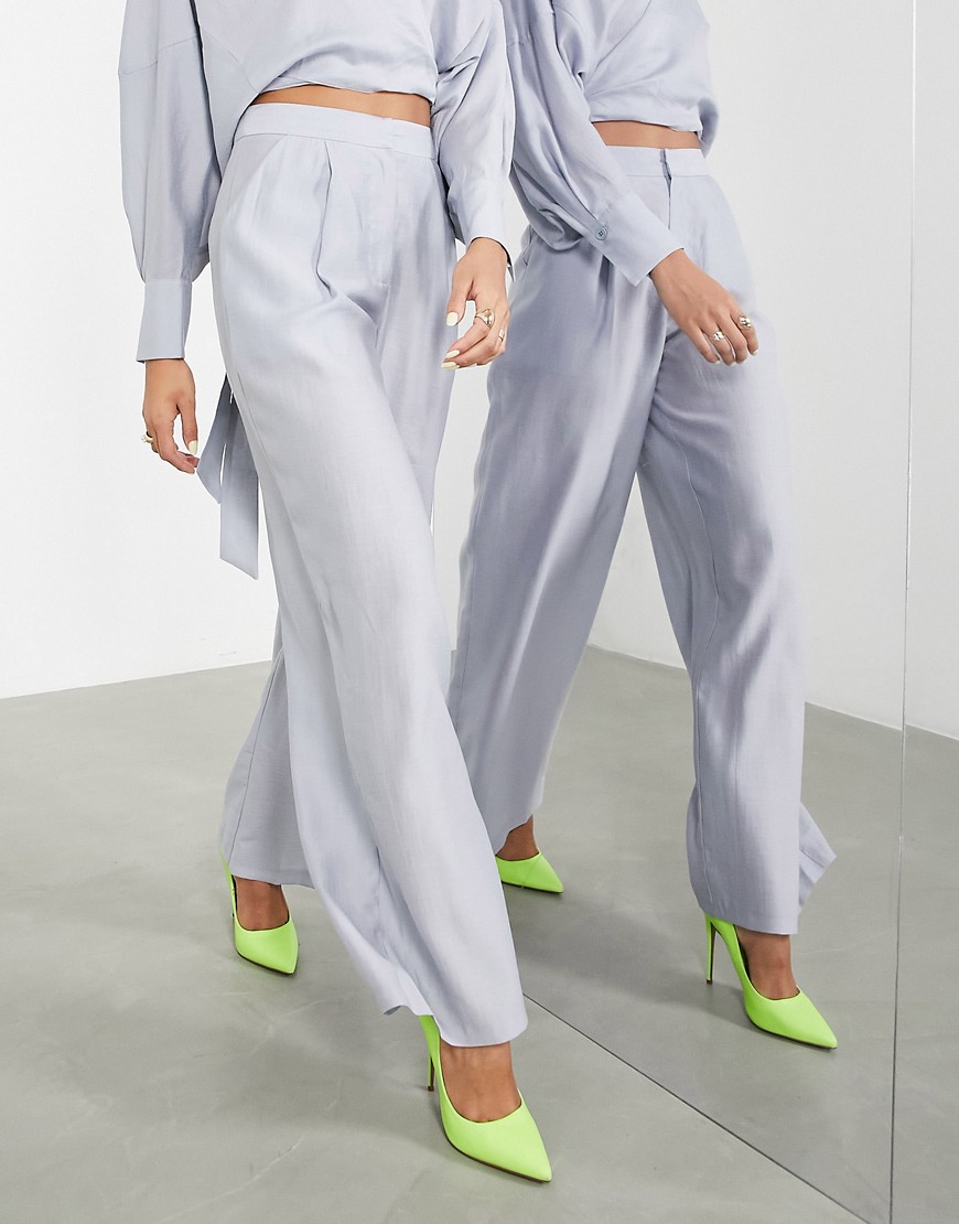 ASOS EDITION wide leg soft pants in moss gray