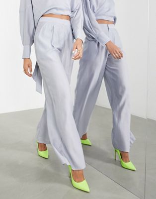 ASOS EDITION wide leg soft trouser in moss grey