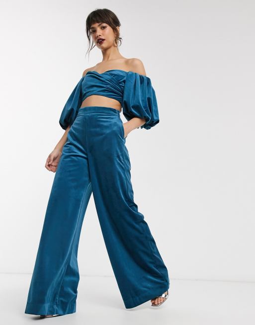 ASOS EDITION wide leg trouser in velvet