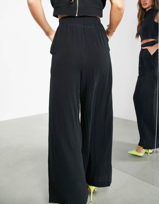 ASOS EDITION wide leg trouser with stitch detail in black