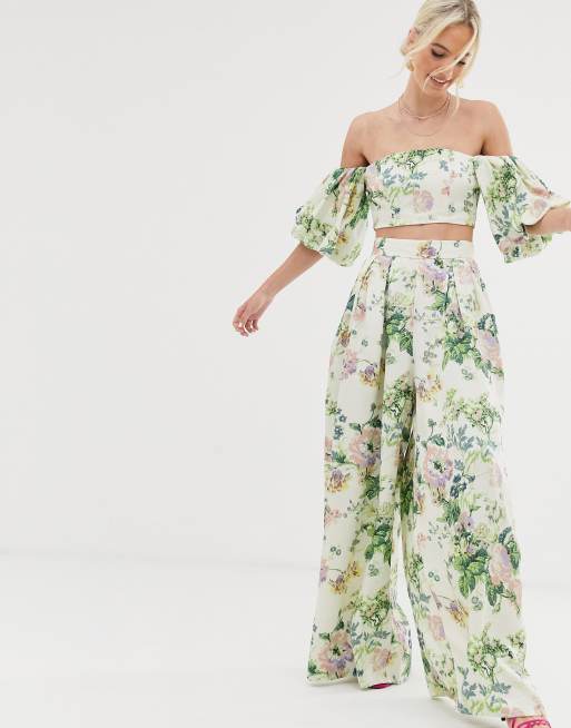 ASOS EDITION wide leg trousers in floral print