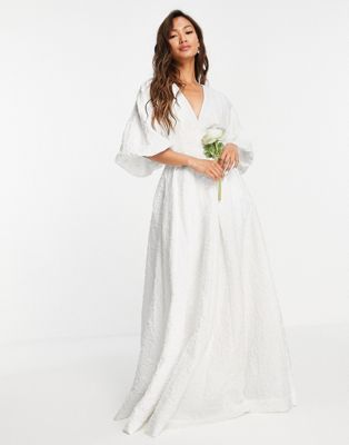 ASOS EDITION - Winnie - Robe de mariage texturée à fleurs avec taille plissée