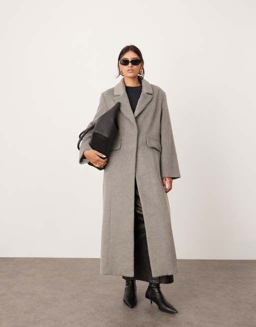 ASOS EDITION wool mix tailored clean oversized maxi coat in pale gray ASOS