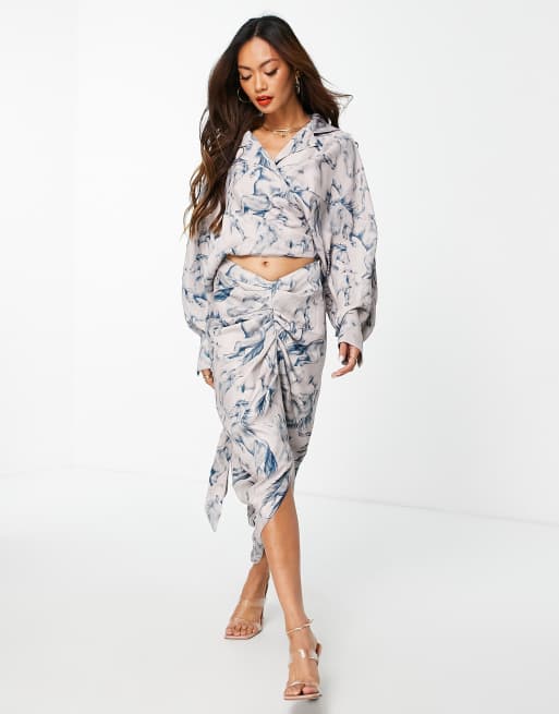 ASOS EDITION wrap front midi skirt in horse print