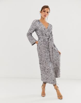 asos sequin wrap dress