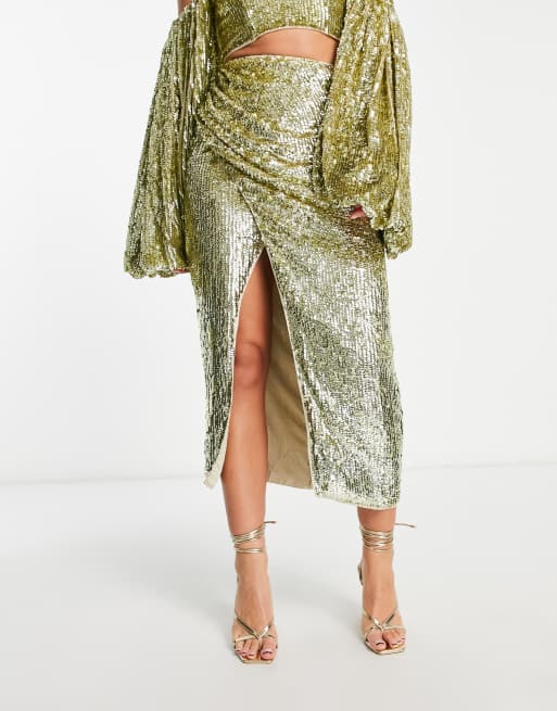 Gold sequin 2025 wrap skirt