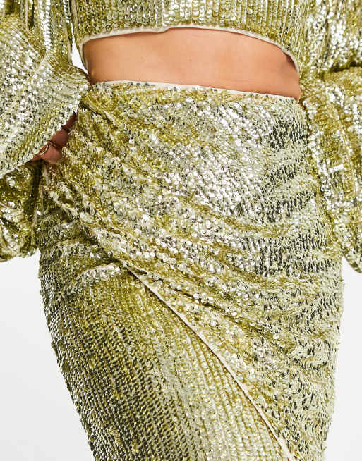 Gold sequin skirt asos sale