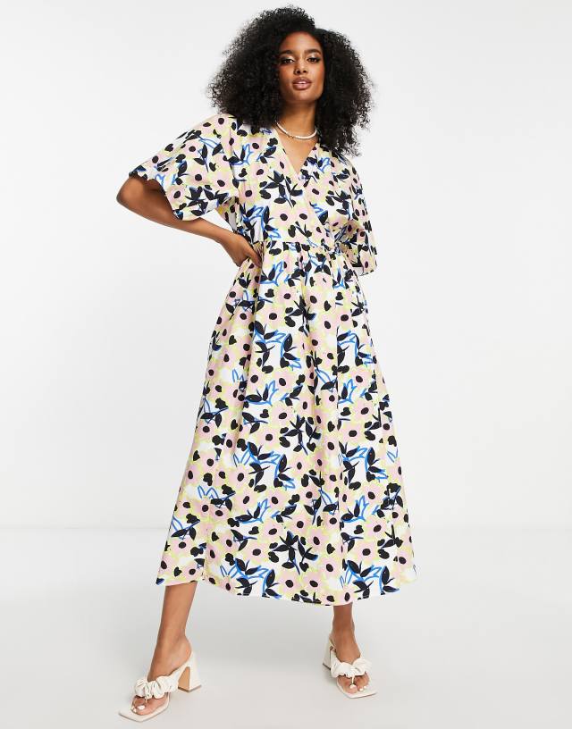 ASOS EDITION wrap smock midi dress in floral print