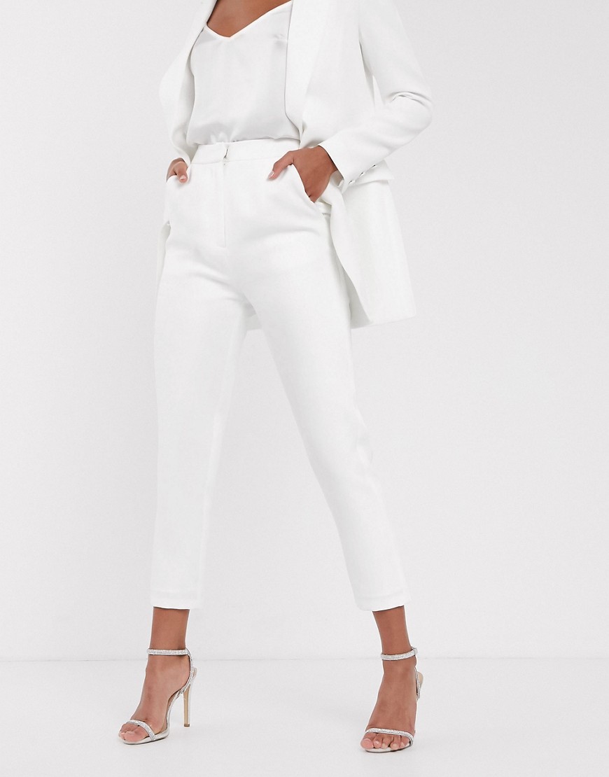 ASOS EDITON - Bruiloft - Smalle pantalon met toelopende pijpen-Wit