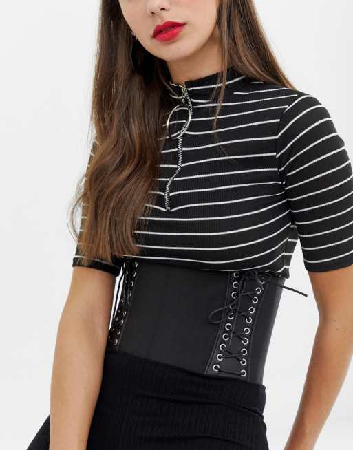 ASOS Wide Waist Cincher Buckle Belt in Brown