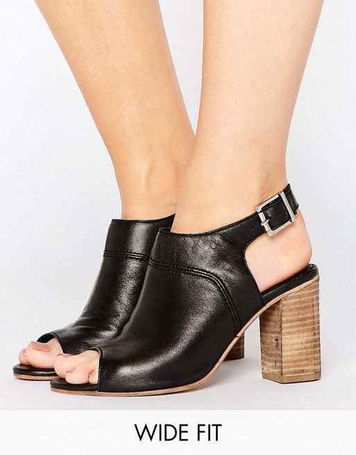 ASOS ELDER Wide Fit Leather Peep Toe Shoe Boots | ASOS