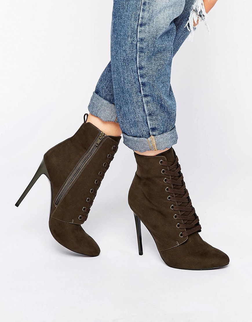 ASOS ELTHOR Lace Up Boots-Green