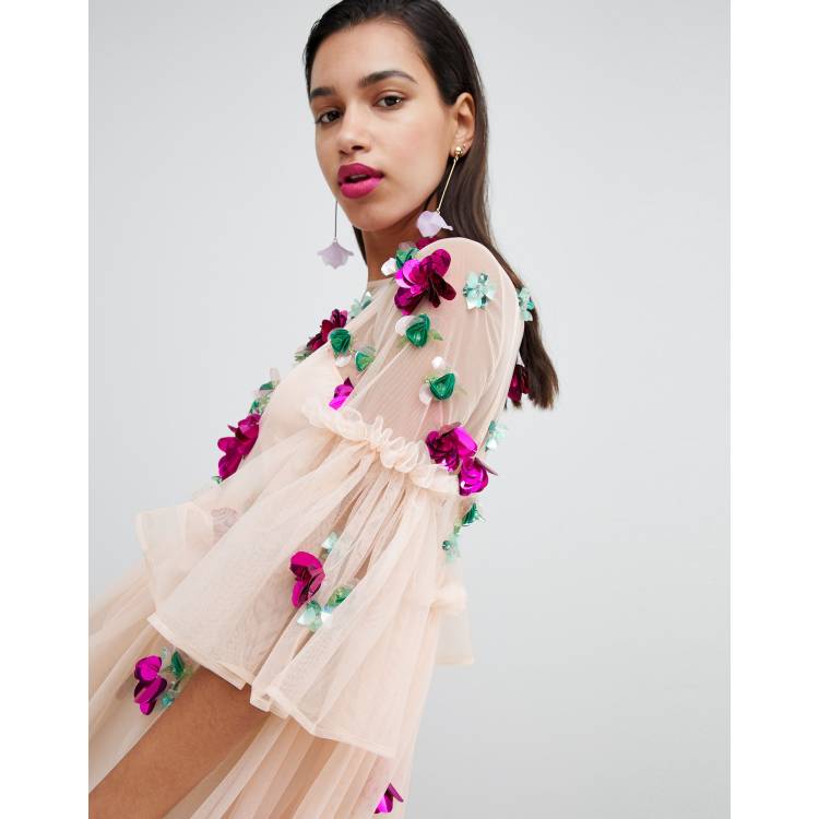 Asos embellished cheap smock midi dress