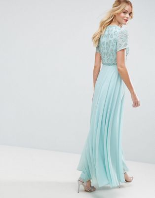 embellished short sleeve maxi dress