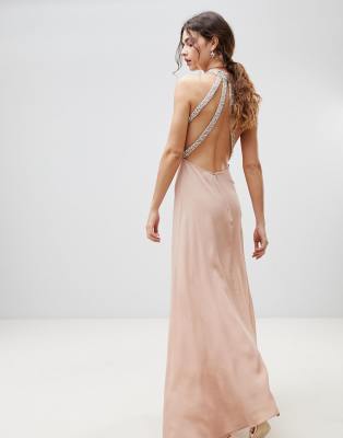 ASOS Embellished Trim Backless Maxi 