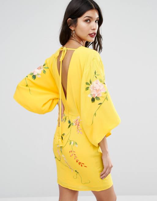 ASOS Embroidered Kimono Mini Dress