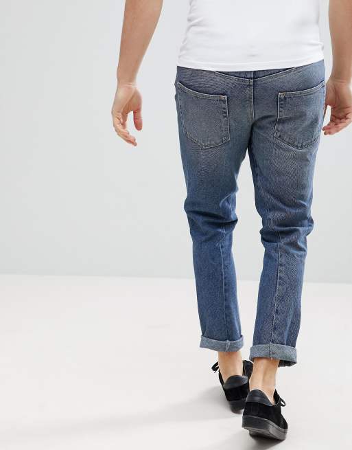 ASOS – Enge Jeans in verwaschenem Dunkelblau mit Rissen und Flicken, 2 von 4