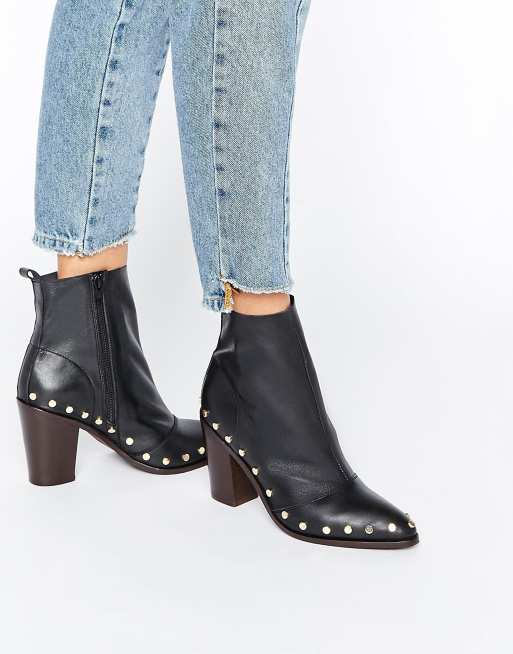 Asos black best sale studded boots