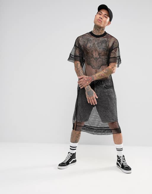 ASOS - Extreem lang, losvallend T-shirt van mesh
