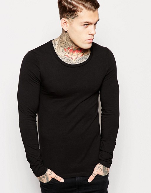 ASOS Extreme Muscle Fit Long Sleeve T-Shirt With Scoop Neck And Stretch ...