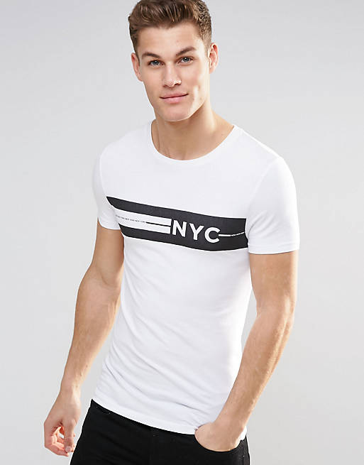 ASOS Extreme Muscle T-Shirt With NYC Chest Print | ASOS
