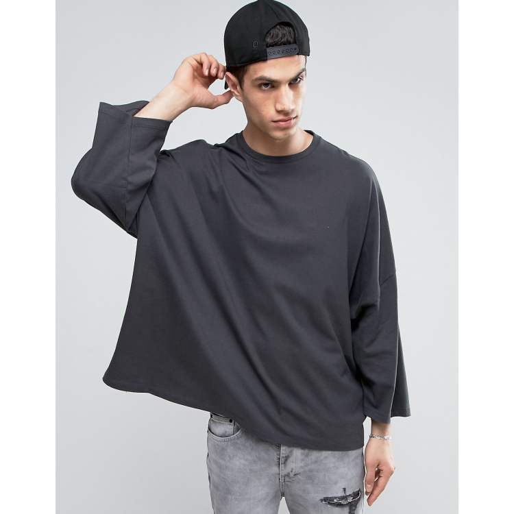 ASOS Oversized Long Sleeve T-shirt With 3/4 Sleeve In Heavyweight Jersey in  Orange for Men