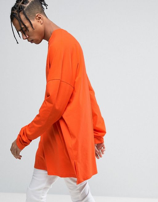 ASOS Extreme Oversized Long Sleeve T-Shirt With Super Long Sleeves In Orange