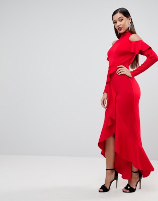 ASOS Extreme Ruffle Open Back Maxi 