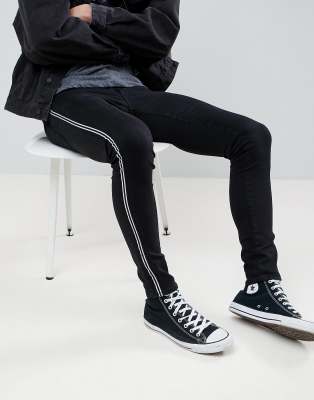 black jeans with side stripe