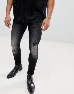 asos black ripped jeans mens