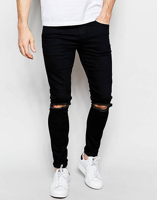 ASOS Extreme Super Skinny Jeans With Knee Rips