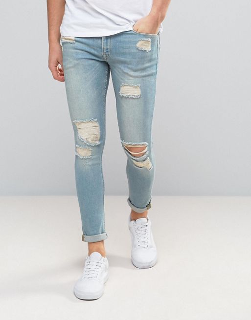 Asos Extreme Super Skinny Jeans With Rips Asos 