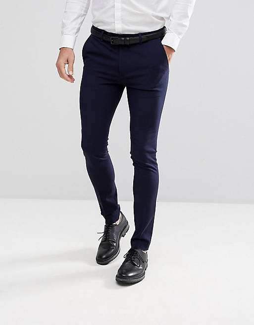 ASOS Extreme Super Skinny Smart Trousers in Navy | ASOS