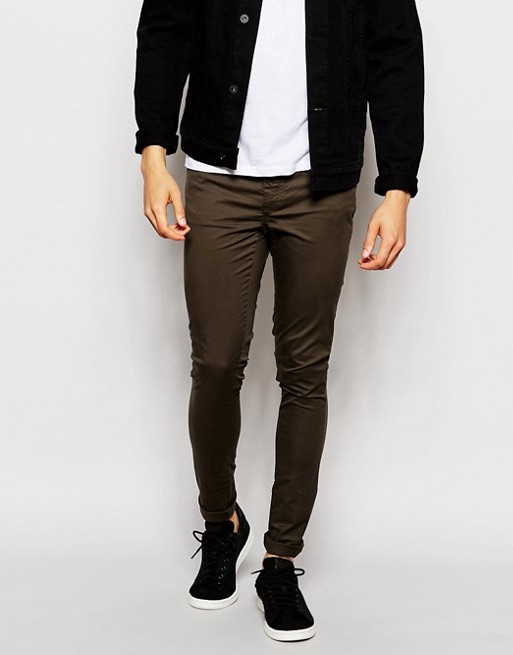 ASOS Extreme Super Skinny Trousers In Brown