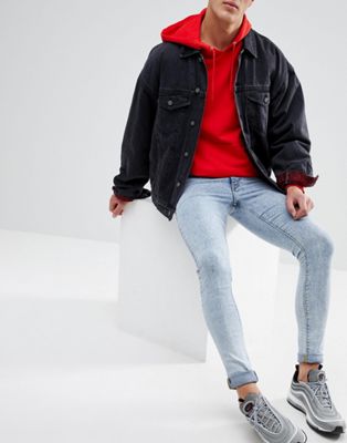 ASOS – Extreme superskinny jeans i hård stentvätt-Blå