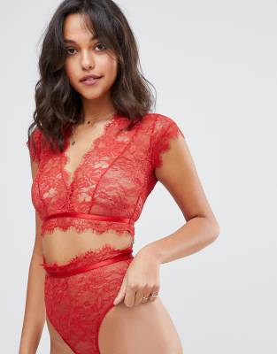 red crop bralette