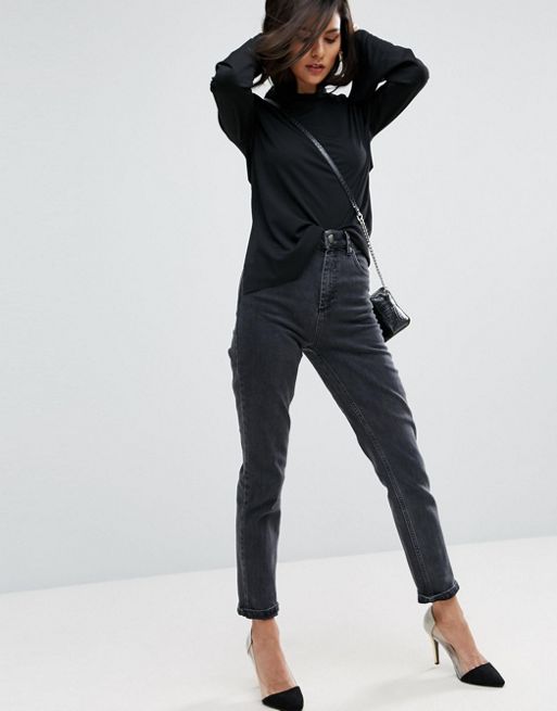 ASOS | ASOS Farleigh High Waist Slim Mom Jeans In Washed Black