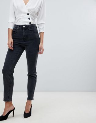 Asos Farleigh High Waist Slim Mom Jeans In Washed Black by Asos Collection