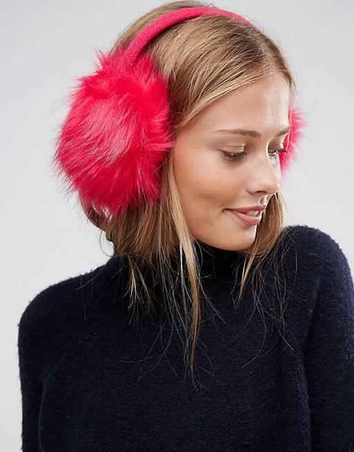 ASOS Faux Fur Bright Pink Earmuffs