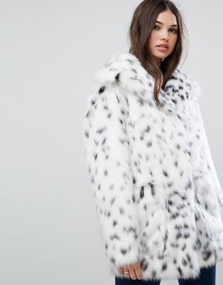 Asos Faux Fur Jacket In Snow Leopard, Petite Snow Leopard Print Faux Fur Coat Uk