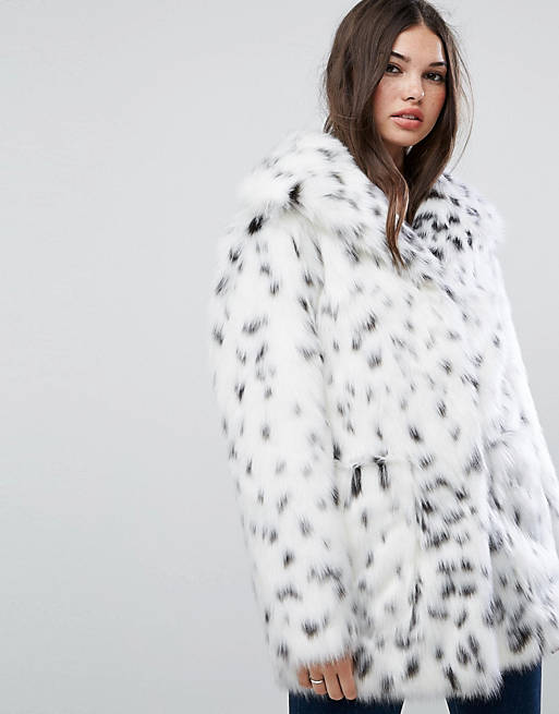 ASOS Faux Fur Jacket in Snow Leopard
