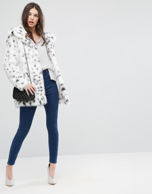 Snow leopard faux sales fur coat uk