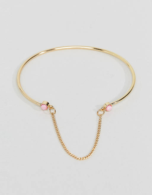 ASOS Faux Opal Stone Linked Chain Cuff Bracelet