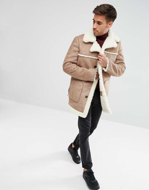 Asos shearling jacket outlet mens