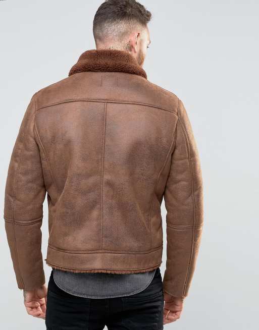 Mens shearling sales jacket asos