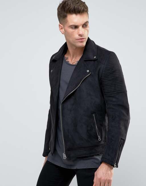 Black faux 2025 suede moto jacket